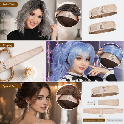 🔥Limited-Time Special Offer Brown Black Wig Grip Band 2pcs for Women Adjustable Headband