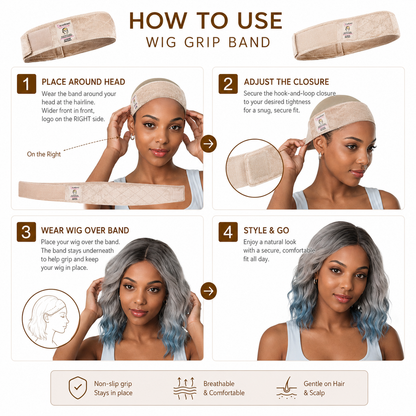 🔥Limited-Time Special Offer Brown Black Wig Grip Band 2pcs for Women Adjustable Headband
