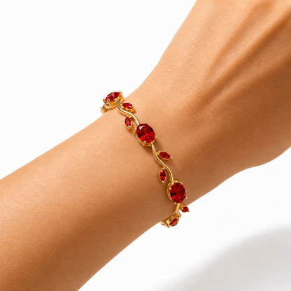 🌷 Bestseller Pink Tulip Bracelet for Women – Gold-Plated Stainless Steel ✨