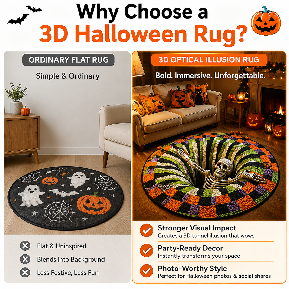 🔥 Last Day 30% OFF — 3D Skeleton Vortex Halloween Rug