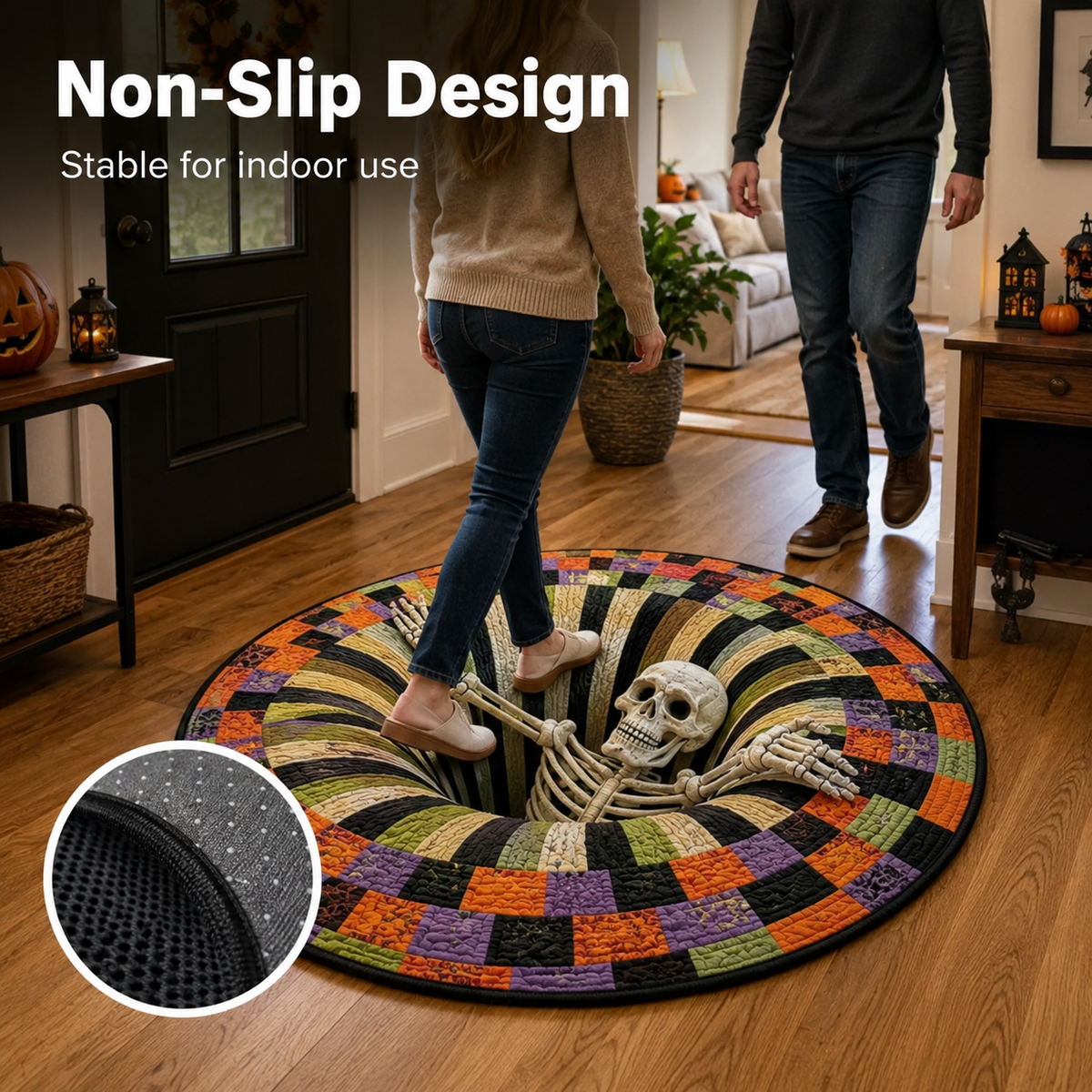 🔥 Last Day 30% OFF — 3D Skeleton Vortex Halloween Rug