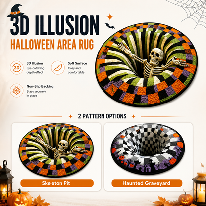 🔥 Last Day 30% OFF — 3D Skeleton Vortex Halloween Rug