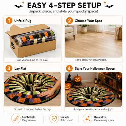 🔥 Last Day 30% OFF — 3D Skeleton Vortex Halloween Rug