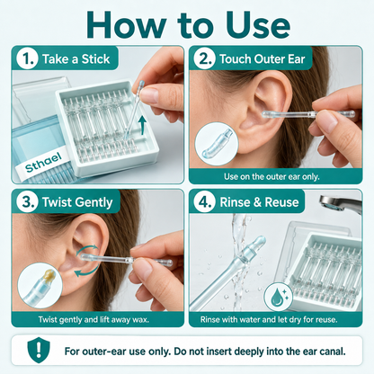 24‑Pack Ear Cleaner Sticks, Soft Sticky Ear Wax Remover