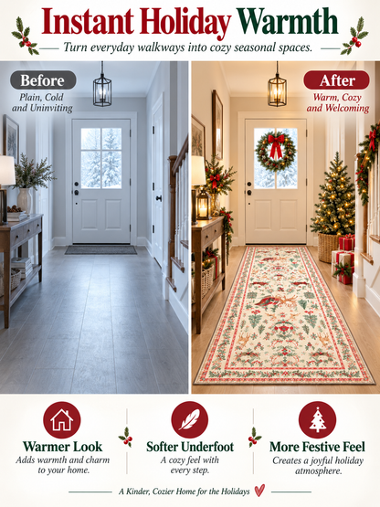 🎄 Holiday Home Deal – Festive Christmas Runner Rug ❤️ Soft, Washable & Non-Slip Décor for Hallways, Bedrooms & Living Spaces ✨