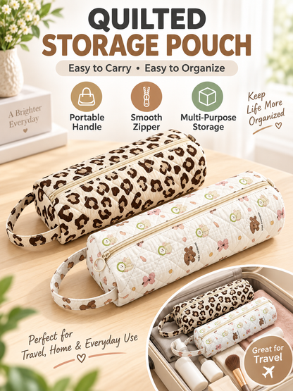 ✨ Travel Deal – Quilted Cosmetic Organizer Bag 🧳 Spacious Zipper Pouch with Handle for Beauty & Toiletry Essentials 💄