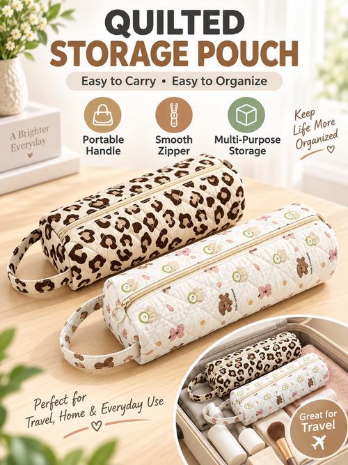 ✨ Travel Deal – Quilted Cosmetic Organizer Bag 🧳 Spacious Zipper Pouch with Handle for Beauty & Toiletry Essentials 💄