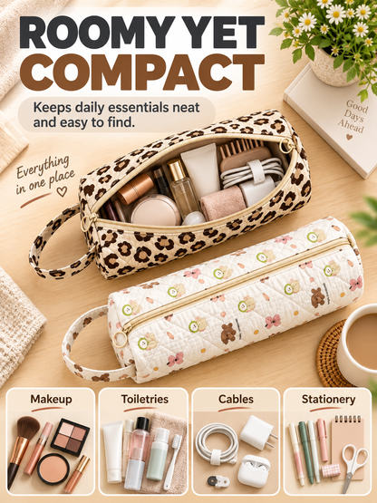 ✨ Travel Deal – Quilted Cosmetic Organizer Bag 🧳 Spacious Zipper Pouch with Handle for Beauty & Toiletry Essentials 💄
