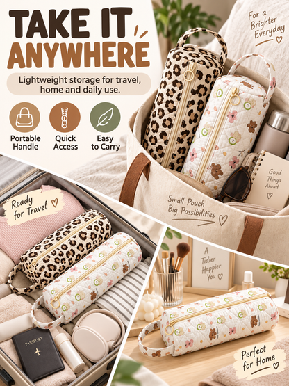 ✨ Travel Deal – Quilted Cosmetic Organizer Bag 🧳 Spacious Zipper Pouch with Handle for Beauty & Toiletry Essentials 💄