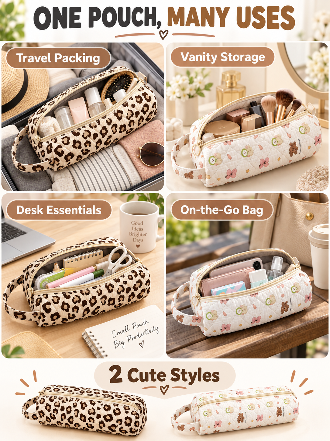 ✨ Travel Deal – Quilted Cosmetic Organizer Bag 🧳 Spacious Zipper Pouch with Handle for Beauty & Toiletry Essentials 💄