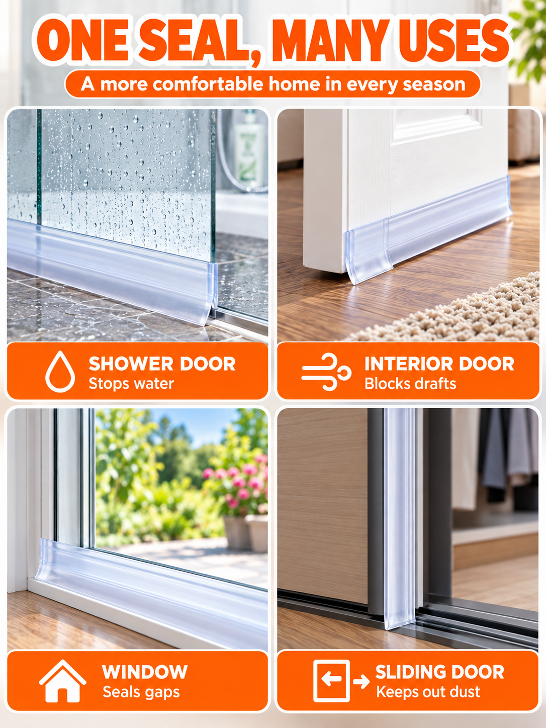 🏠 Home Comfort Deal – Door & Shower Seal Strip 🚿 Flexible Draft & Water Barrier for a Cleaner, Drier Space ✨