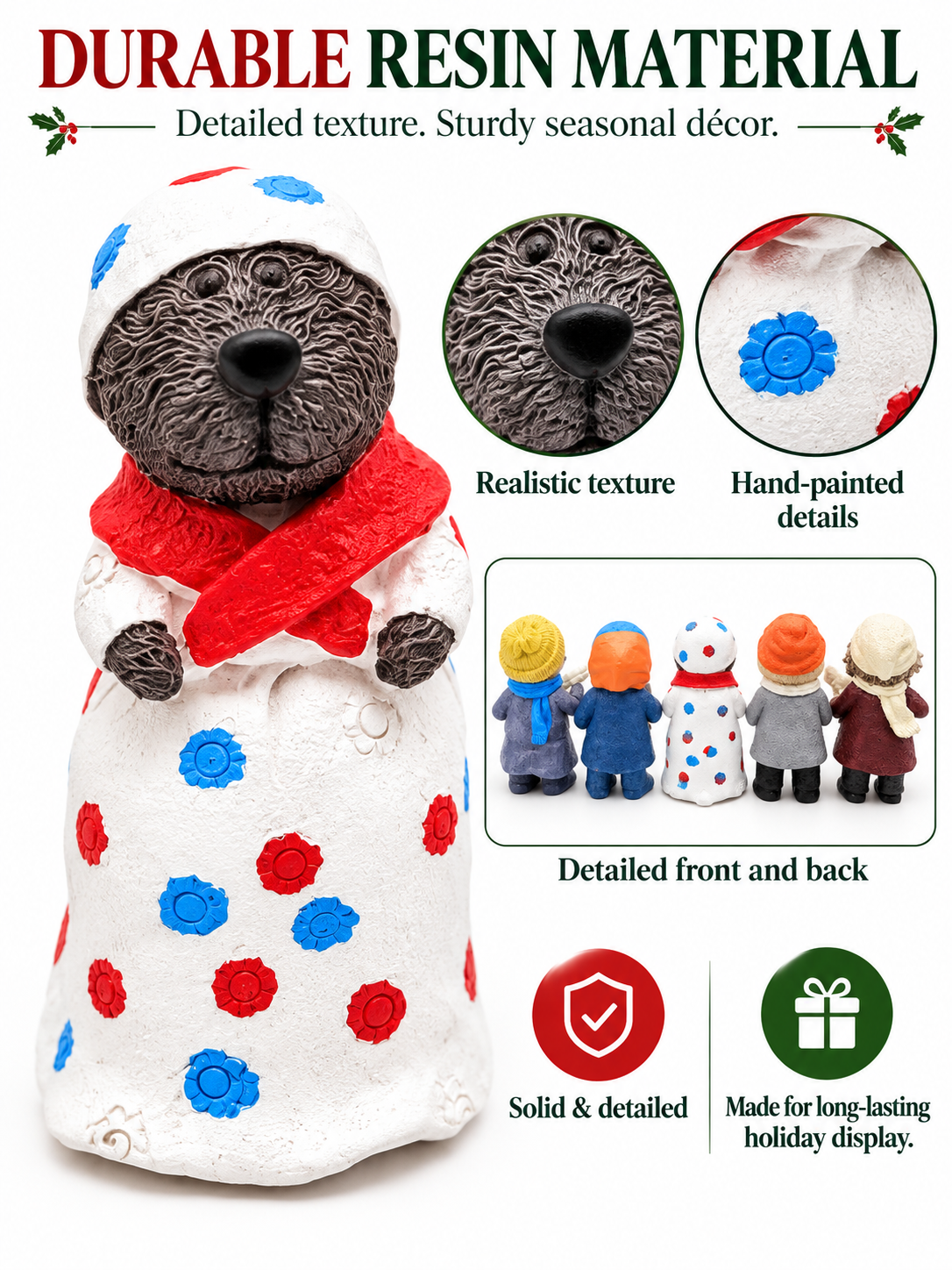 🎄 Holiday Decor Deal – 5-Piece Woodland Figurine Set 🦫 Charming Resin Mini Statues for Festive Home Displays ✨