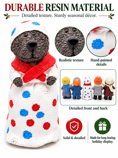 🎄 Holiday Decor Deal – 5-Piece Woodland Figurine Set 🦫 Charming Resin Mini Statues for Festive Home Displays ✨