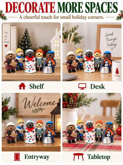 🎄 Holiday Decor Deal – 5-Piece Woodland Figurine Set 🦫 Charming Resin Mini Statues for Festive Home Displays ✨