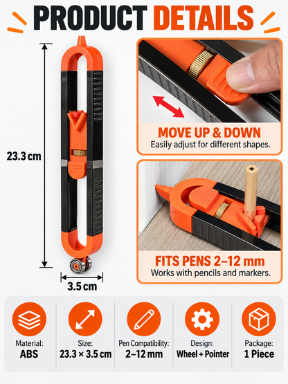 🛠️ DIY Tool Deal – Adjustable Contour Profile Gauge 📐 Locking Shape Copier with Built-In Pencil Guide for Precise Layouts ✏️