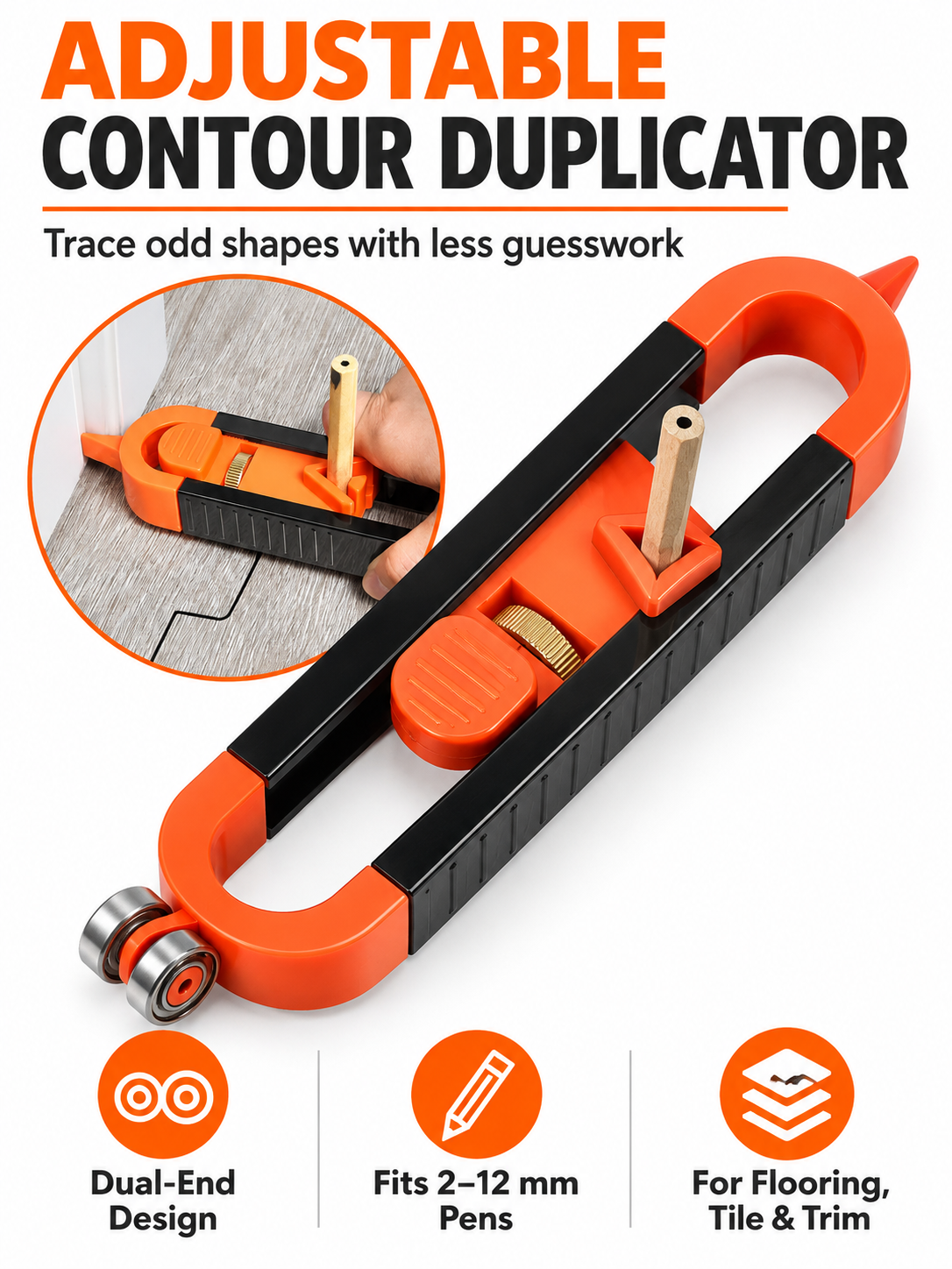 🛠️ DIY Tool Deal – Adjustable Contour Profile Gauge 📐 Locking Shape Copier with Built-In Pencil Guide for Precise Layouts ✏️