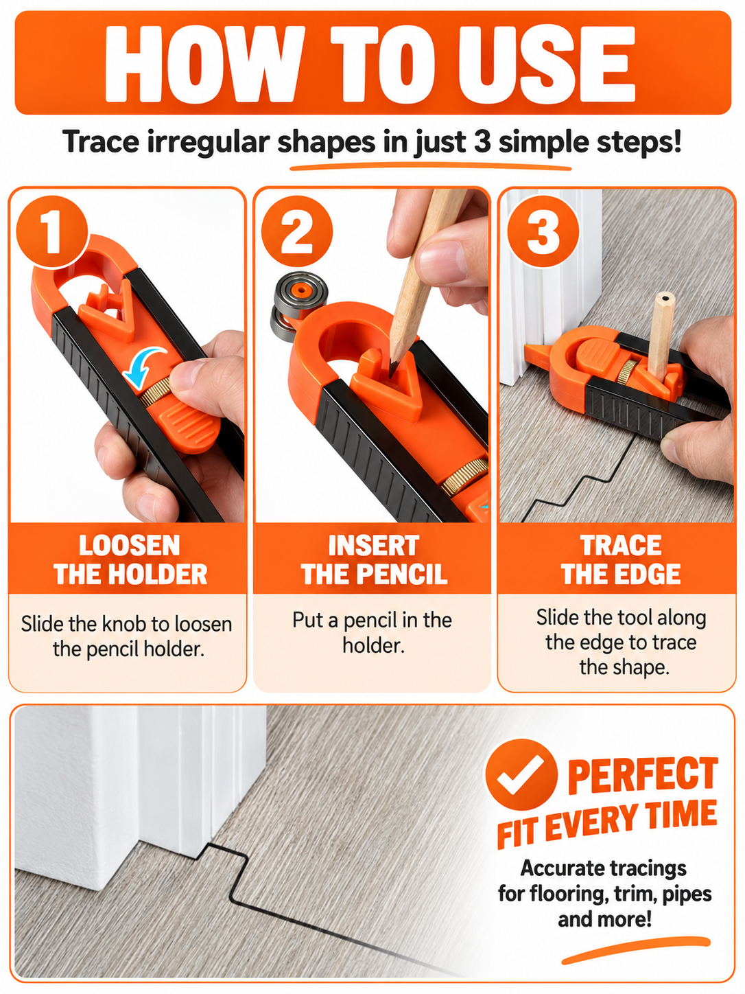 🛠️ DIY Tool Deal – Adjustable Contour Profile Gauge 📐 Locking Shape Copier with Built-In Pencil Guide for Precise Layouts ✏️