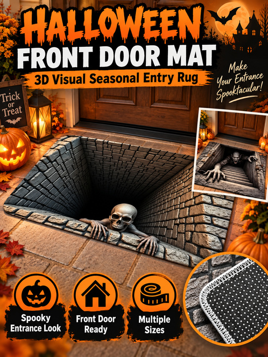 🎃 Halloween Deal – 3D Horror Skull & Clown Door Mat 💀 Spooky Front Entry Rug for a Creepy Festive Welcome 👻