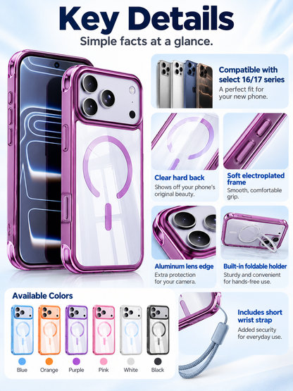 📱 Tech Deal – MagSafe Protective iPhone Case ✨ Glossy Clear Cover with Hidden Stand, Wrist Strap & Raised-Edge Protection 🛡️
