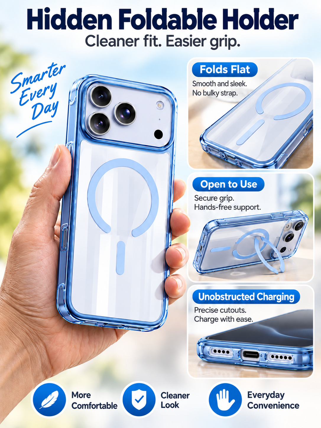 📱 Tech Deal – MagSafe Protective iPhone Case ✨ Glossy Clear Cover with Hidden Stand, Wrist Strap & Raised-Edge Protection 🛡️