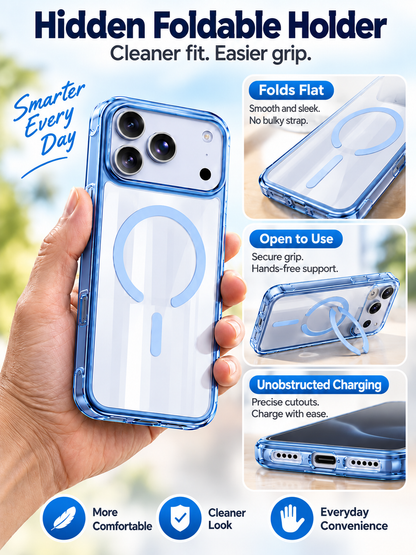 📱 Tech Deal – MagSafe Protective iPhone Case ✨ Glossy Clear Cover with Hidden Stand, Wrist Strap & Raised-Edge Protection 🛡️