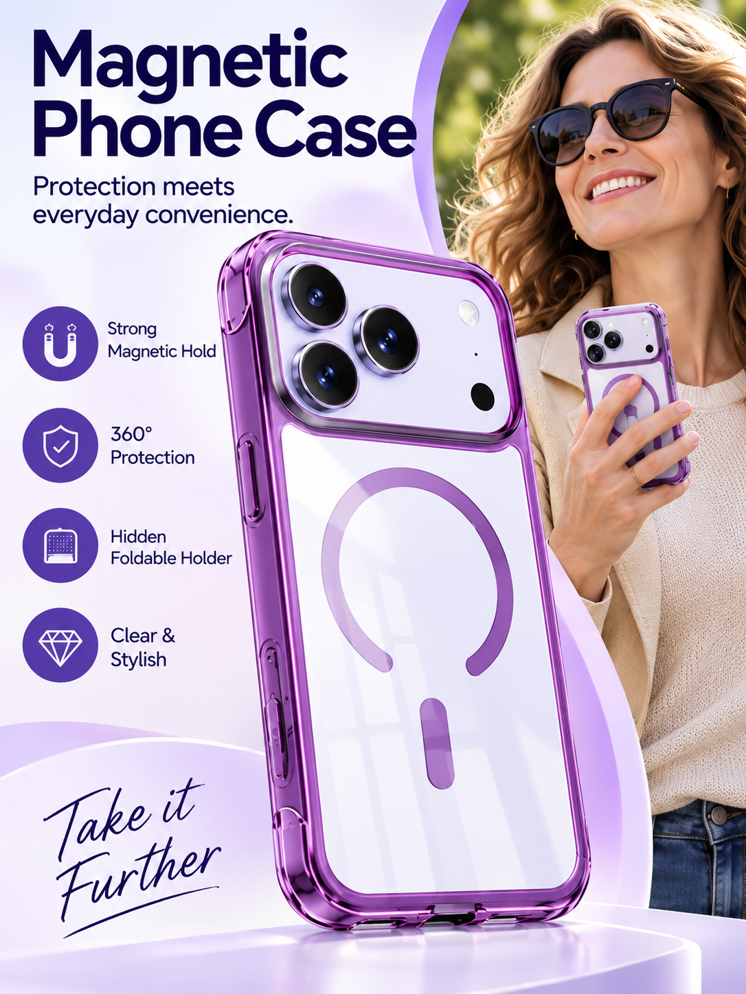 📱 Tech Deal – MagSafe Protective iPhone Case ✨ Glossy Clear Cover with Hidden Stand, Wrist Strap & Raised-Edge Protection 🛡️