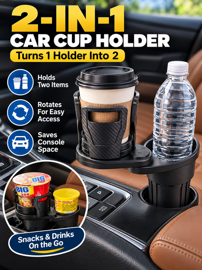 🚗 Auto Deal – 2-in-1 Rotating Cup Holder Expander ☕ 360° Adjustable Car Drink Organizer for Bottles & Cups ✨