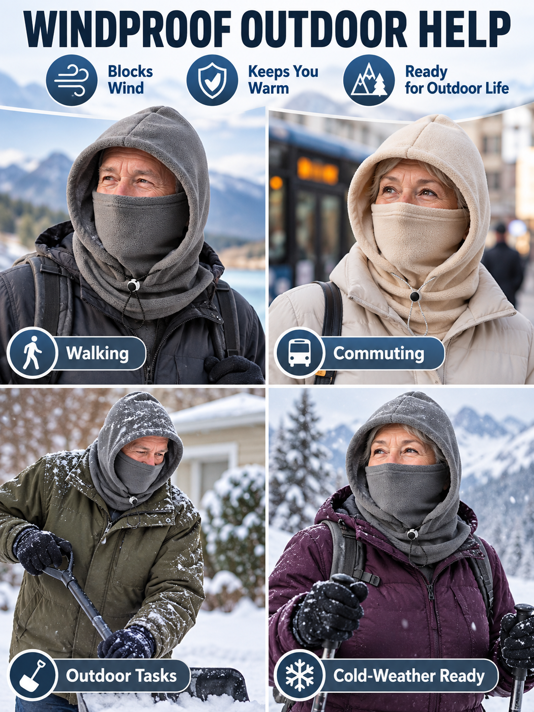 ❄️ Winter Deal – Flannel Hooded Face Cover 🧣 Warm Windproof Head & Neck Protection for Cycling and Outdoor Adventures 🚴‍♂️