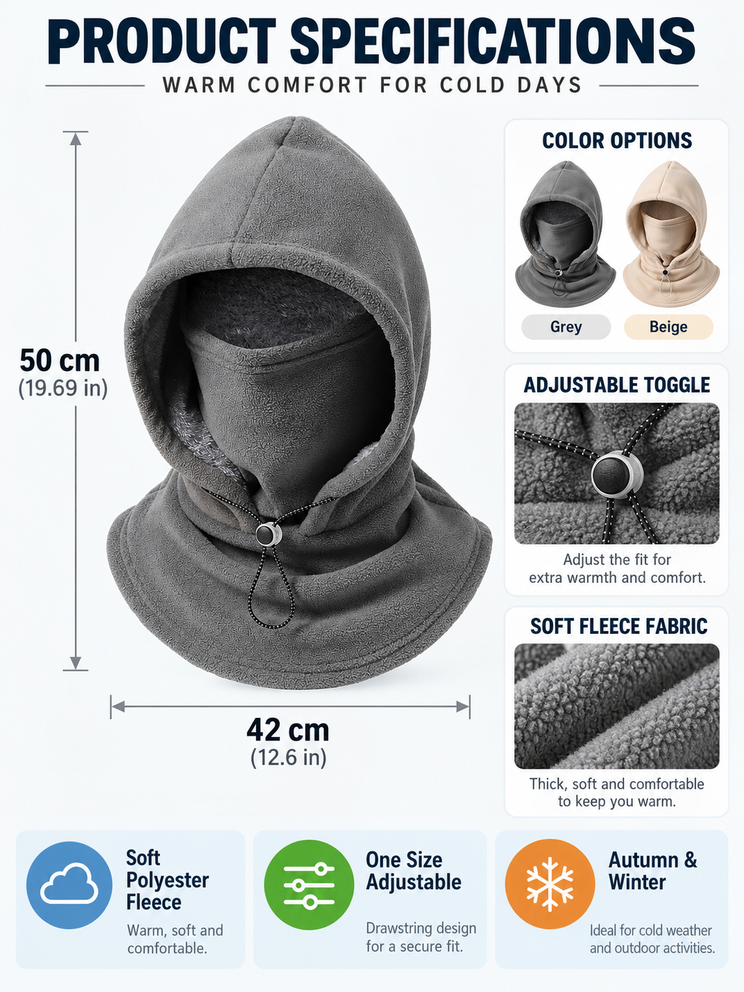 ❄️ Winter Deal – Flannel Hooded Face Cover 🧣 Warm Windproof Head & Neck Protection for Cycling and Outdoor Adventures 🚴‍♂️