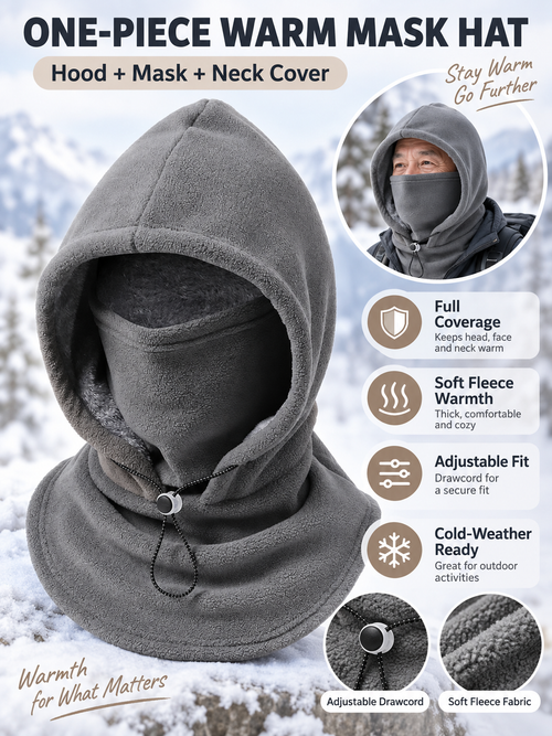 ❄️ Winter Deal – Flannel Hooded Face Cover 🧣 Warm Windproof Head & Neck Protection for Cycling and Outdoor Adventures 🚴‍♂️