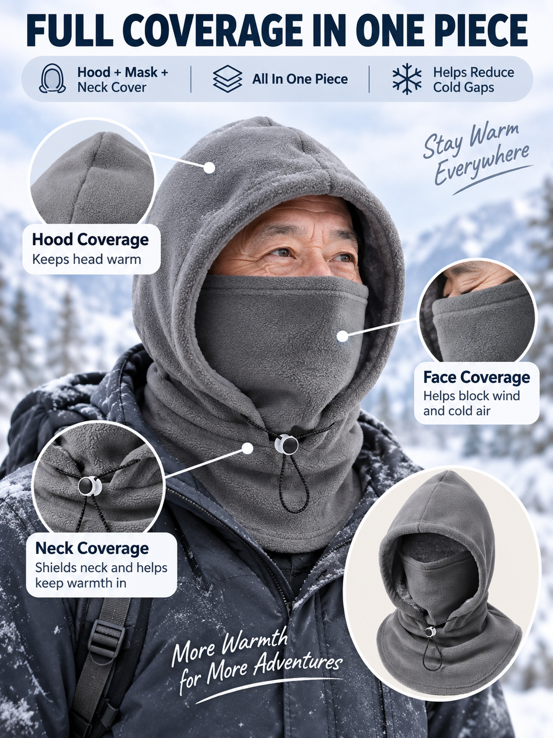 ❄️ Winter Deal – Flannel Hooded Face Cover 🧣 Warm Windproof Head & Neck Protection for Cycling and Outdoor Adventures 🚴‍♂️