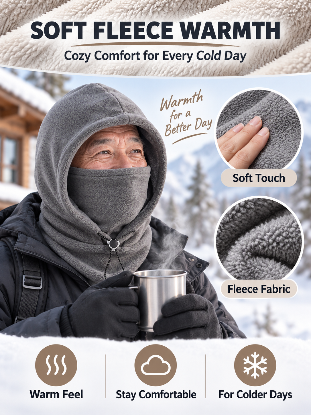 ❄️ Winter Deal – Flannel Hooded Face Cover 🧣 Warm Windproof Head & Neck Protection for Cycling and Outdoor Adventures 🚴‍♂️