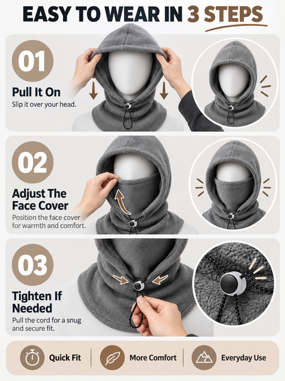 ❄️ Winter Deal – Flannel Hooded Face Cover 🧣 Warm Windproof Head & Neck Protection for Cycling and Outdoor Adventures 🚴‍♂️