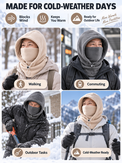 ❄️ Winter Deal – Flannel Hooded Face Cover 🧣 Warm Windproof Head & Neck Protection for Cycling and Outdoor Adventures 🚴‍♂️