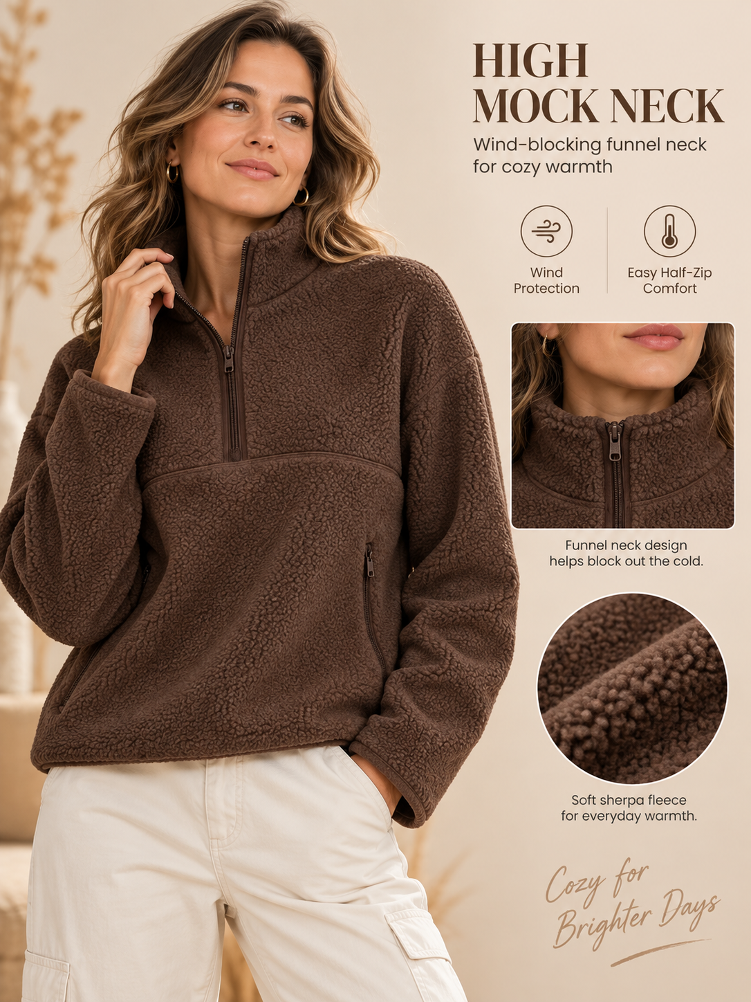 🍂 Cozy Style Deal – Women’s Half-Zip Fleece Pullover 🧥 Soft, Breathable Layer for School, Outdoors & Everyday Wear ✨