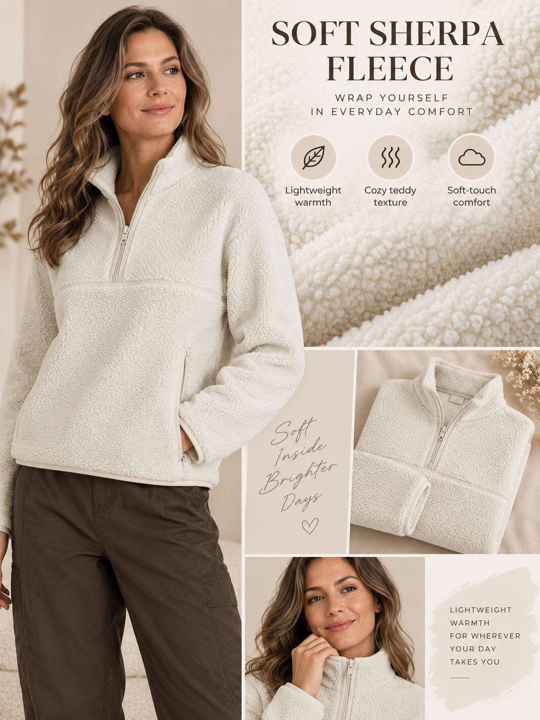 🍂 Cozy Style Deal – Women’s Half-Zip Fleece Pullover 🧥 Soft, Breathable Layer for School, Outdoors & Everyday Wear ✨