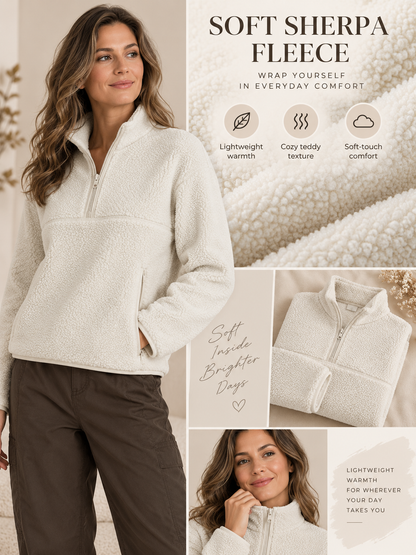 🍂 Cozy Style Deal – Women’s Half-Zip Fleece Pullover 🧥 Soft, Breathable Layer for School, Outdoors & Everyday Wear ✨