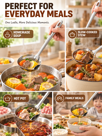 🍳 Kitchen Deal – 3 -Piece Stainless Steel Fat Skimmer 🥄 Fine-Mesh Ladle for Removing Oil from Soups, Broths & Cooking ✨