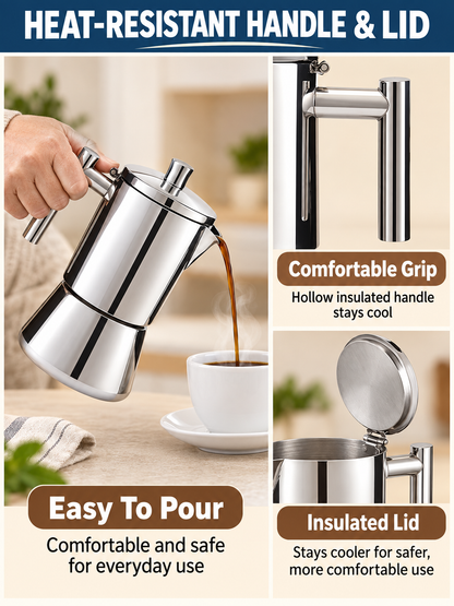 ☕ Coffee Deal – 12-Cup Stainless Steel Moka Pot ✨ 520ml Stovetop Espresso Brewer for Rich Italian-Style Coffee 🇮🇹