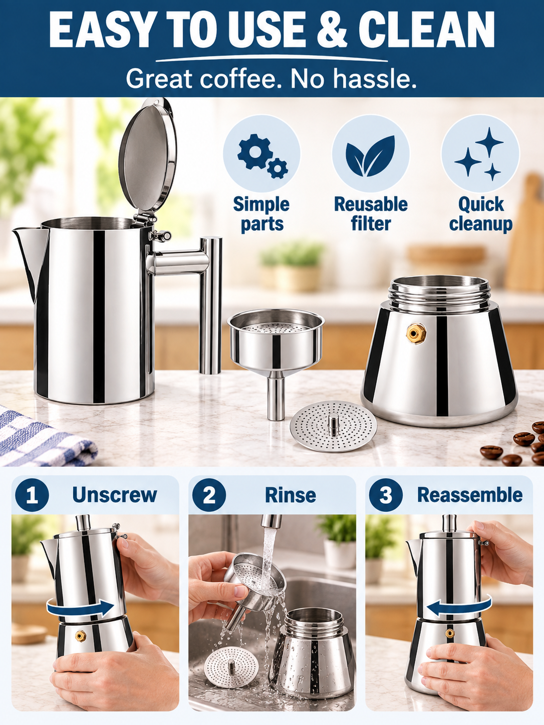 ☕ Coffee Deal – 12-Cup Stainless Steel Moka Pot ✨ 520ml Stovetop Espresso Brewer for Rich Italian-Style Coffee 🇮🇹