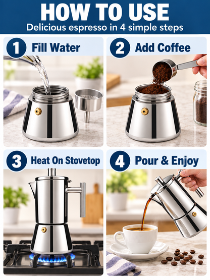☕ Coffee Deal – 12-Cup Stainless Steel Moka Pot ✨ 520ml Stovetop Espresso Brewer for Rich Italian-Style Coffee 🇮🇹