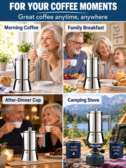 ☕ Coffee Deal – 12-Cup Stainless Steel Moka Pot ✨ 520ml Stovetop Espresso Brewer for Rich Italian-Style Coffee 🇮🇹