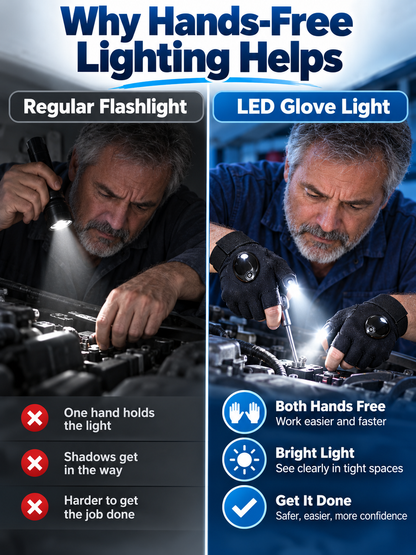 🔦 Outdoor Gear Deal – Hands-Free LED Light Gloves 🧤 Finger-Mounted Illumination for Fishing, Camping & DIY Repairs ✨