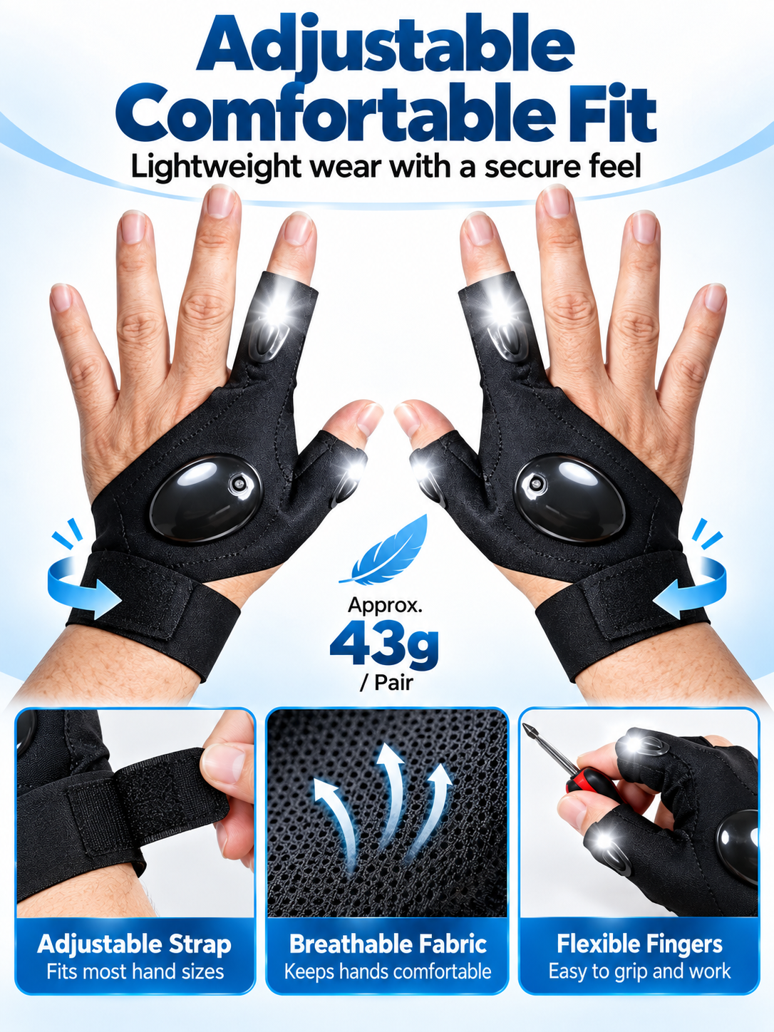 🔦 Outdoor Gear Deal – Hands-Free LED Light Gloves 🧤 Finger-Mounted Illumination for Fishing, Camping & DIY Repairs ✨