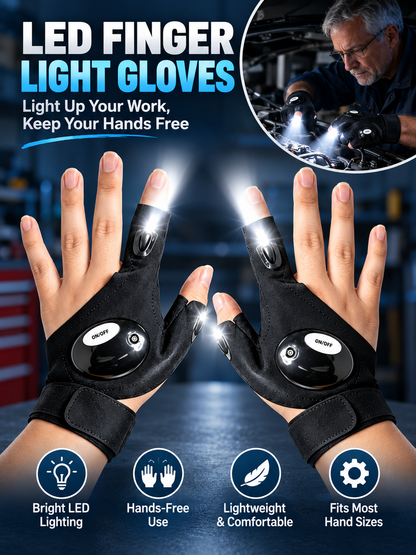 🔦 Outdoor Gear Deal – Hands-Free LED Light Gloves 🧤 Finger-Mounted Illumination for Fishing, Camping & DIY Repairs ✨