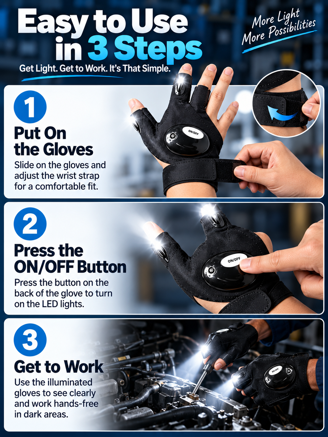 🔦 Outdoor Gear Deal – Hands-Free LED Light Gloves 🧤 Finger-Mounted Illumination for Fishing, Camping & DIY Repairs ✨