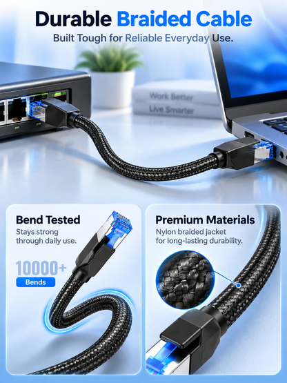 ⚡ Tech Deal – High-Speed Cat 8 Ethernet Cable 🎮 40Gbps Braided RJ45 Network Cord for Gaming, Streaming & PCs 🚀