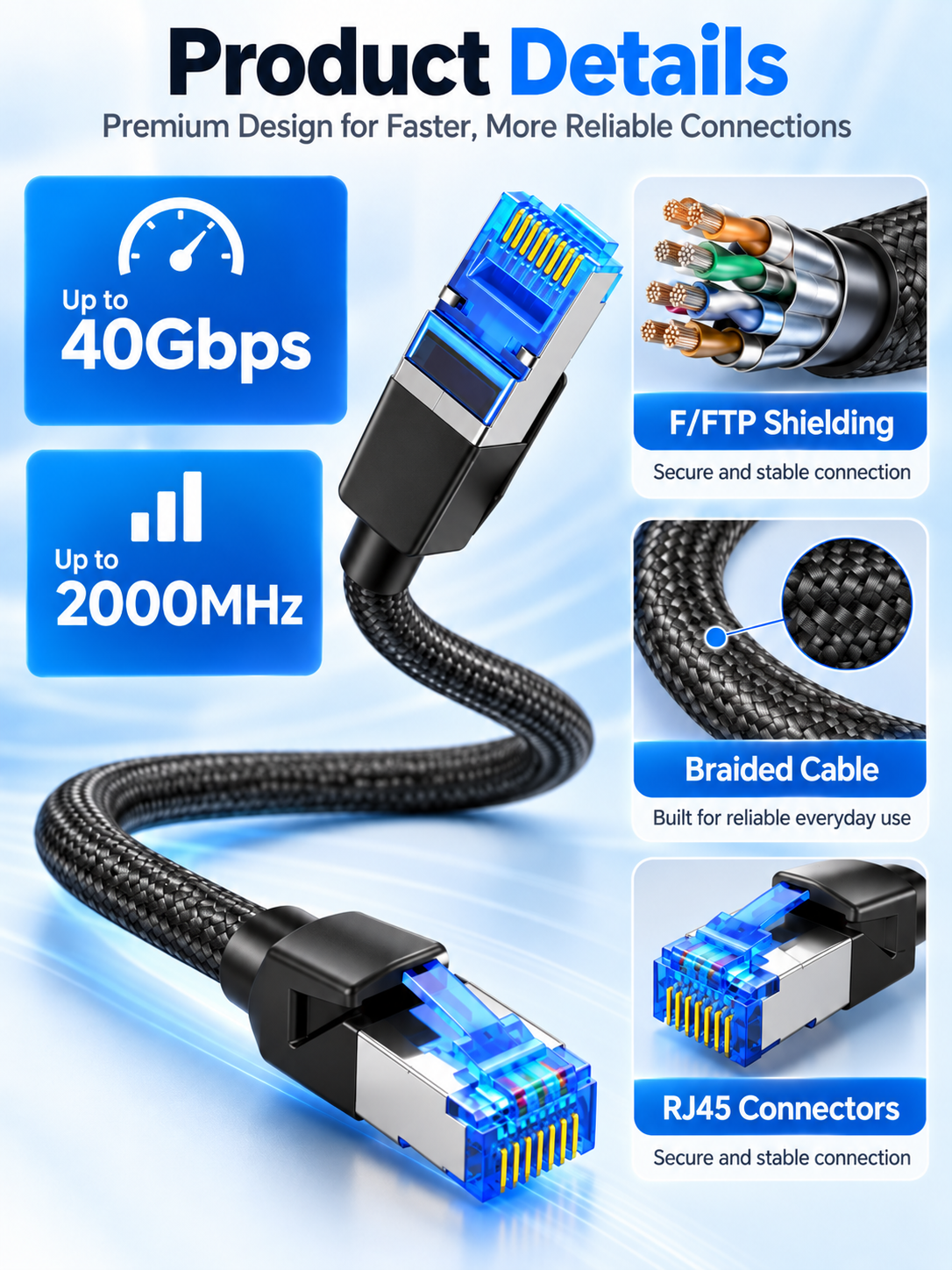 ⚡ Tech Deal – High-Speed Cat 8 Ethernet Cable 🎮 40Gbps Braided RJ45 Network Cord for Gaming, Streaming & PCs 🚀