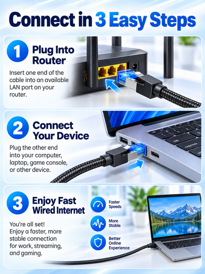 ⚡ Tech Deal – High-Speed Cat 8 Ethernet Cable 🎮 40Gbps Braided RJ45 Network Cord for Gaming, Streaming & PCs 🚀