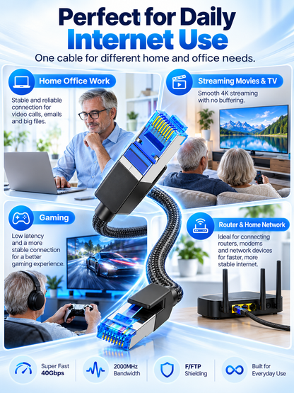 ⚡ Tech Deal – High-Speed Cat 8 Ethernet Cable 🎮 40Gbps Braided RJ45 Network Cord for Gaming, Streaming & PCs 🚀